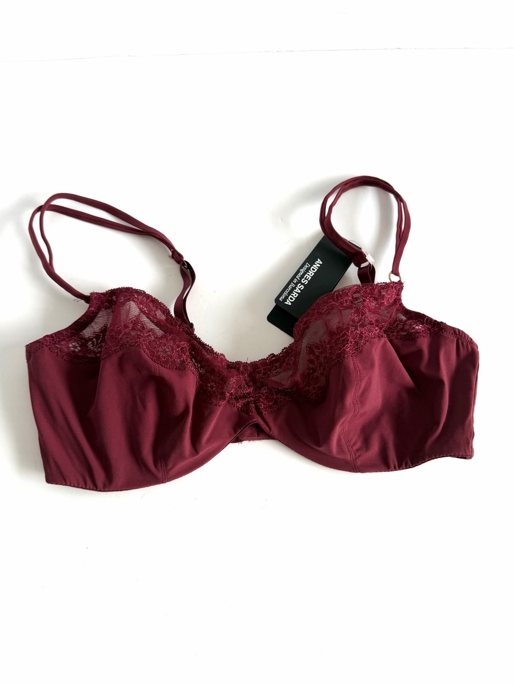 Andres Sarda Burgundy Lace Underwire Bra 34D NWT $170